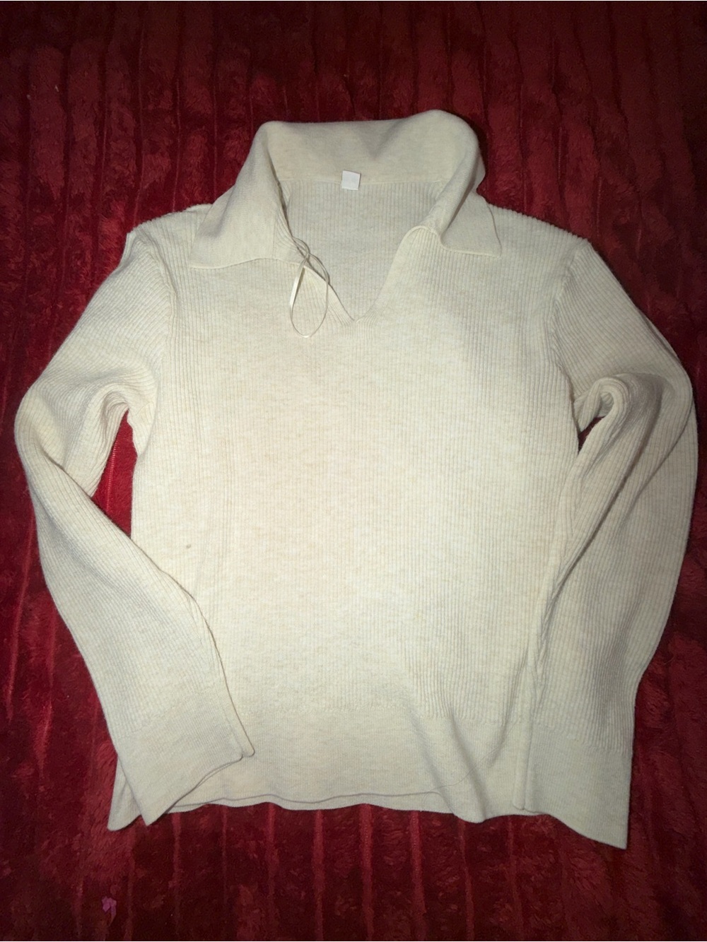 Uniqlo Washable Knit Ribbed Polo Sweater